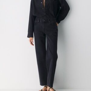 Aritzia Denim Forum The Farrah Lo-rise Wide Leg Jean in Black Eyeliner Sz 28